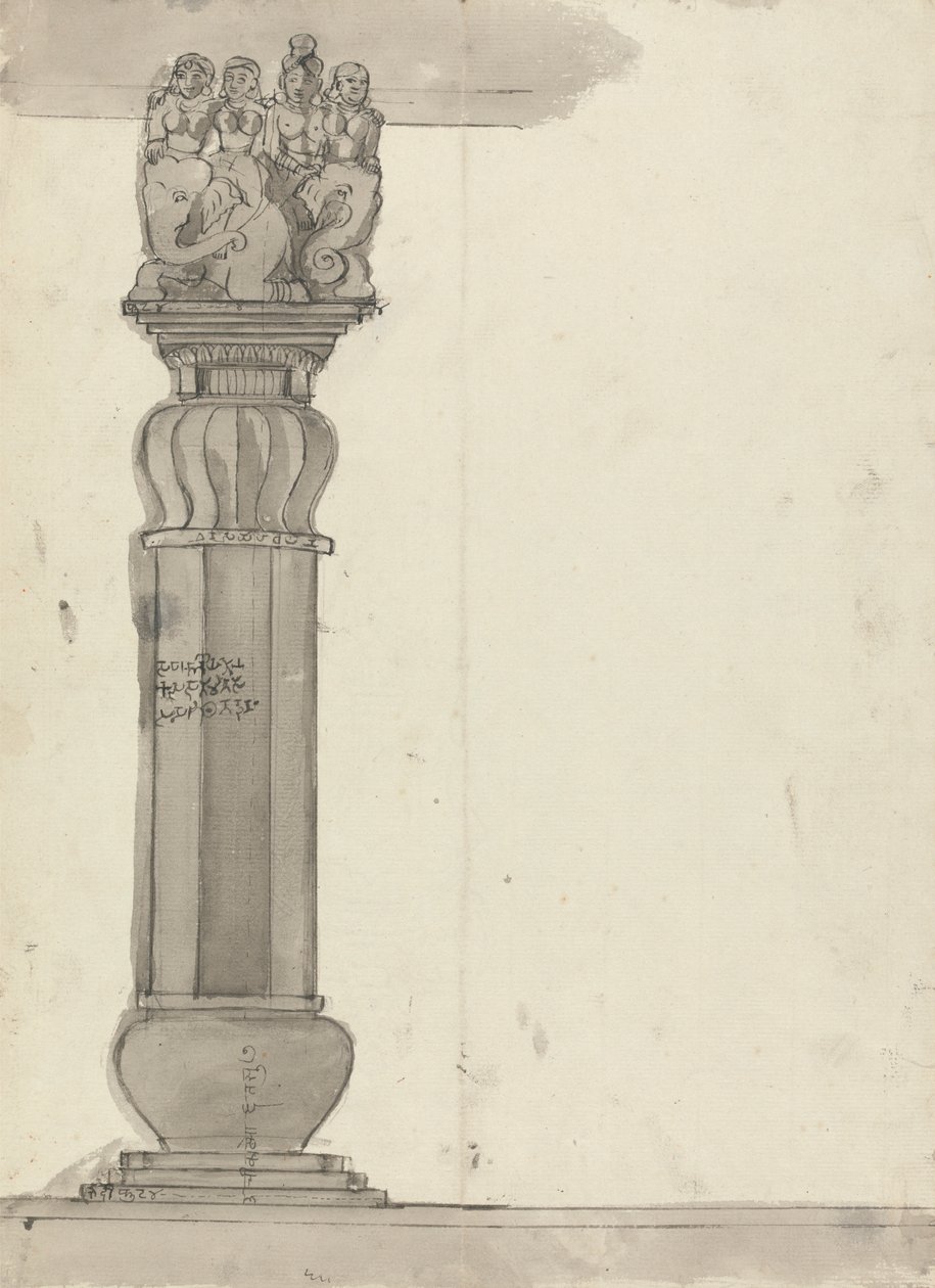 Dibujo de una columna de Ekvera de Gangaram Chintaman Tambat