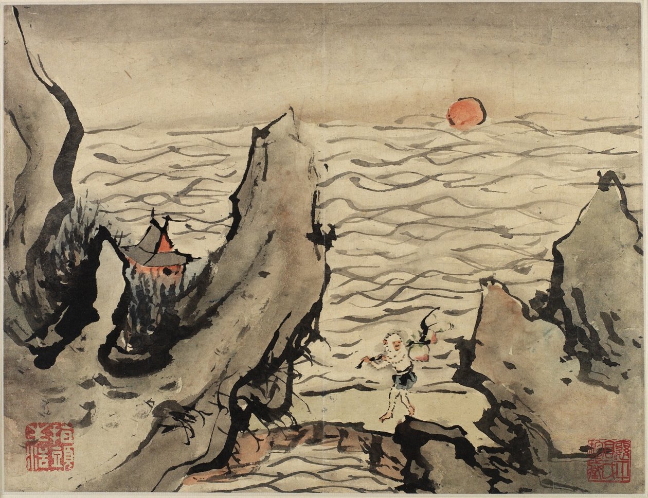 Pintura con los dedos, de un álbum de diez, 1684 de Gao Qipei