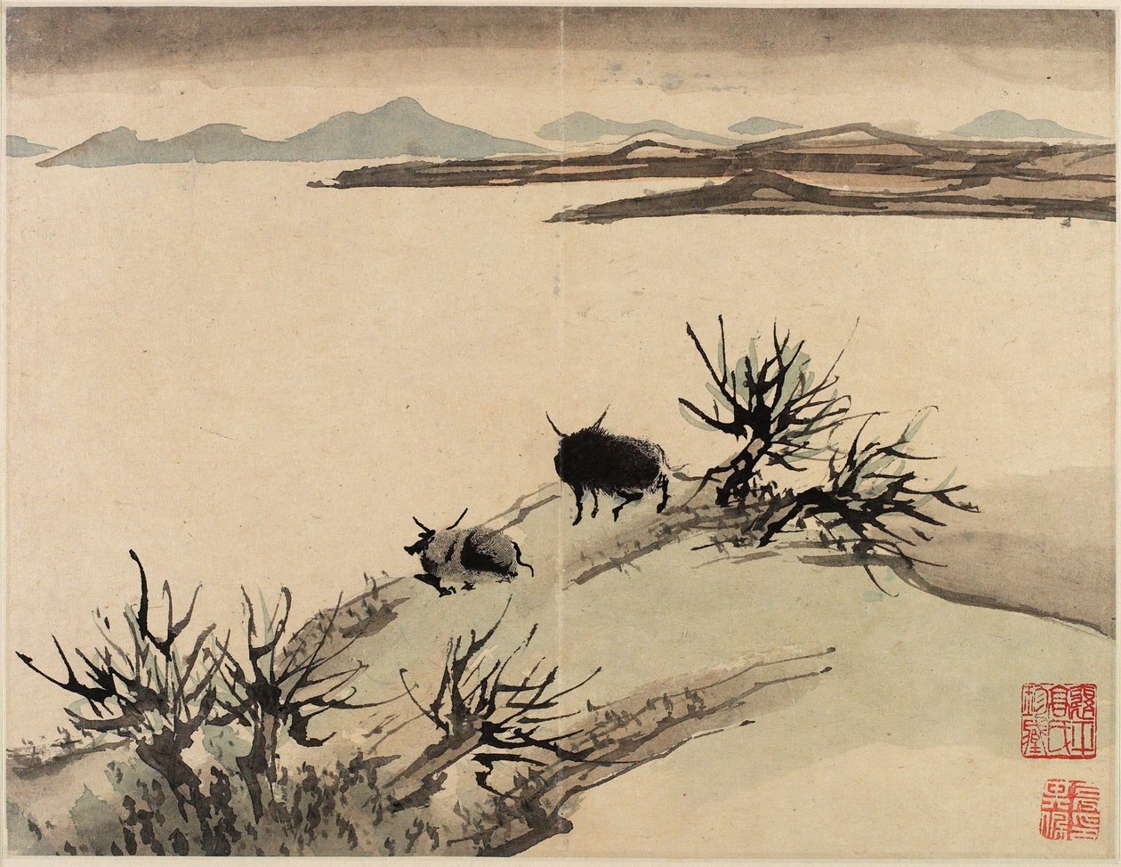 Pintura con los dedos, de un álbum de diez de Gao Qipei