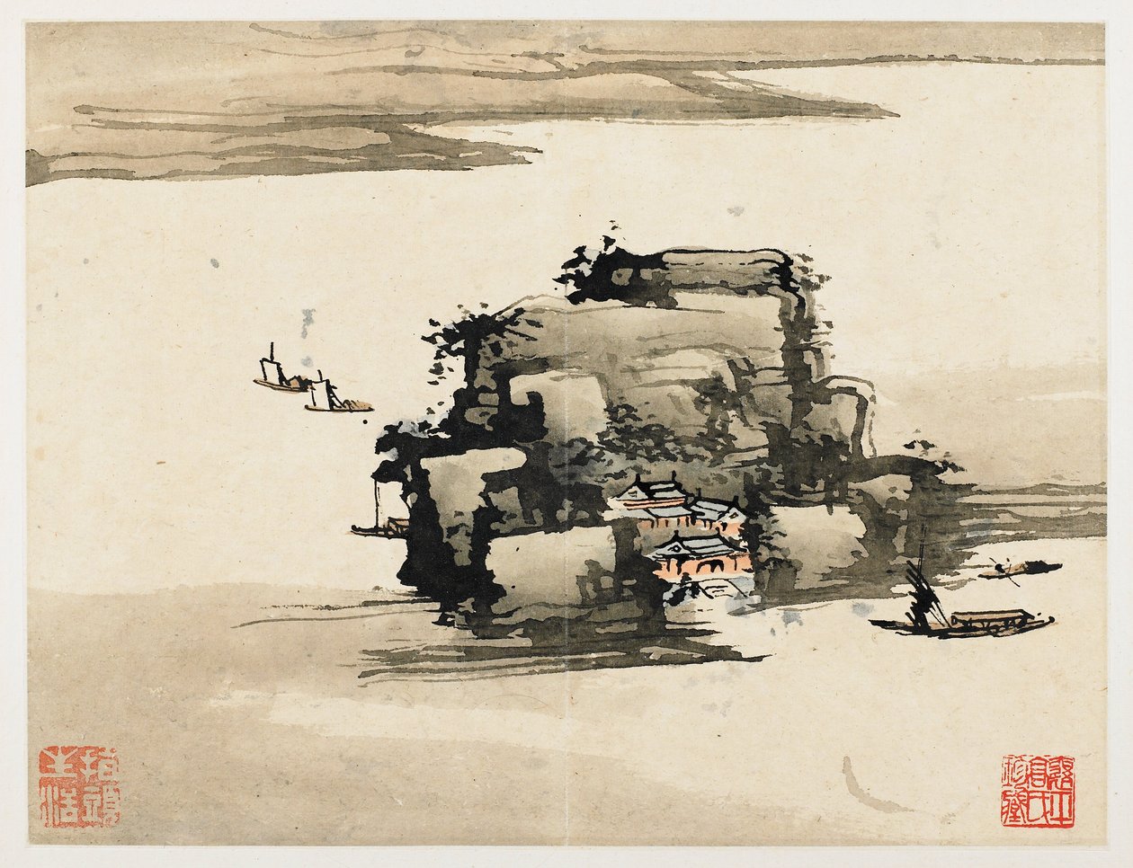 Pintura con los dedos, de un álbum de diez láminas de Gao Qipei