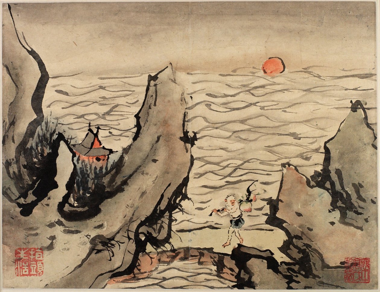 Pintura con los dedos, de un álbum de diez láminas de Gao Qipei