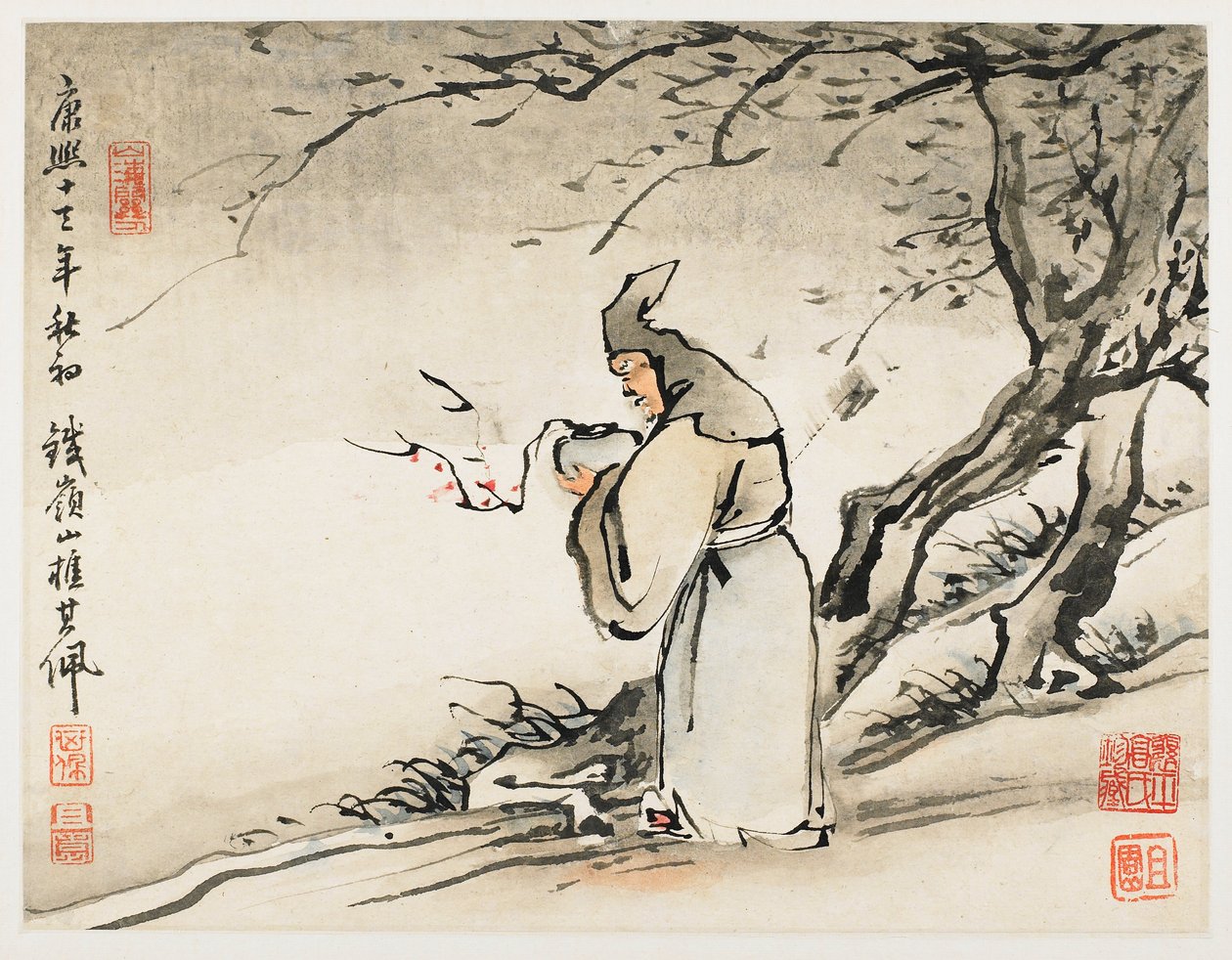 Pintura con los dedos, de un álbum de diez láminas de Gao Qipei