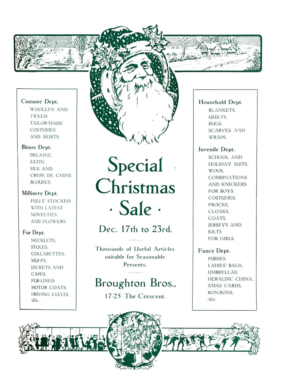 Anuncio de Broughton Bros. - Venta especial de Navidad, 1917 de Garratt and Atkinson