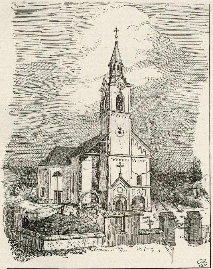 Iglesia D. M. en Polju cerca de Ljubljana después del terremoto de Gaspar Porenta