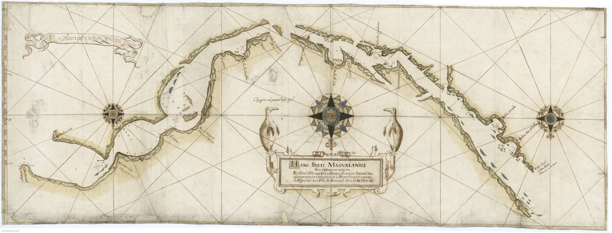 Carta general del Estrecho de Magallanes hecha por Gaspar de Mere en 1617 basada en los mapas de Jan Outghersz de Gaspar de Mere