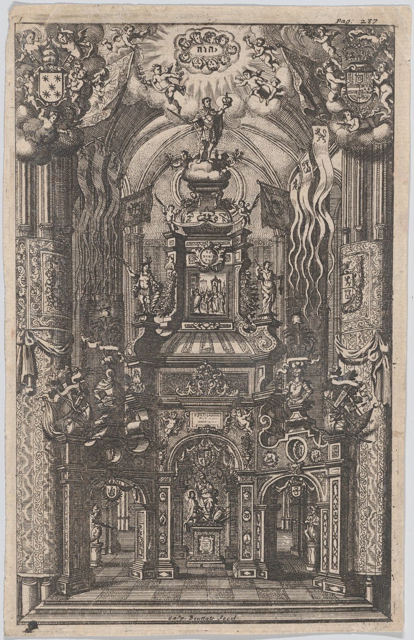 Catafalco para Fernando, de un libro no identificado, ca. 1660-95 de Gaspar Bouttats