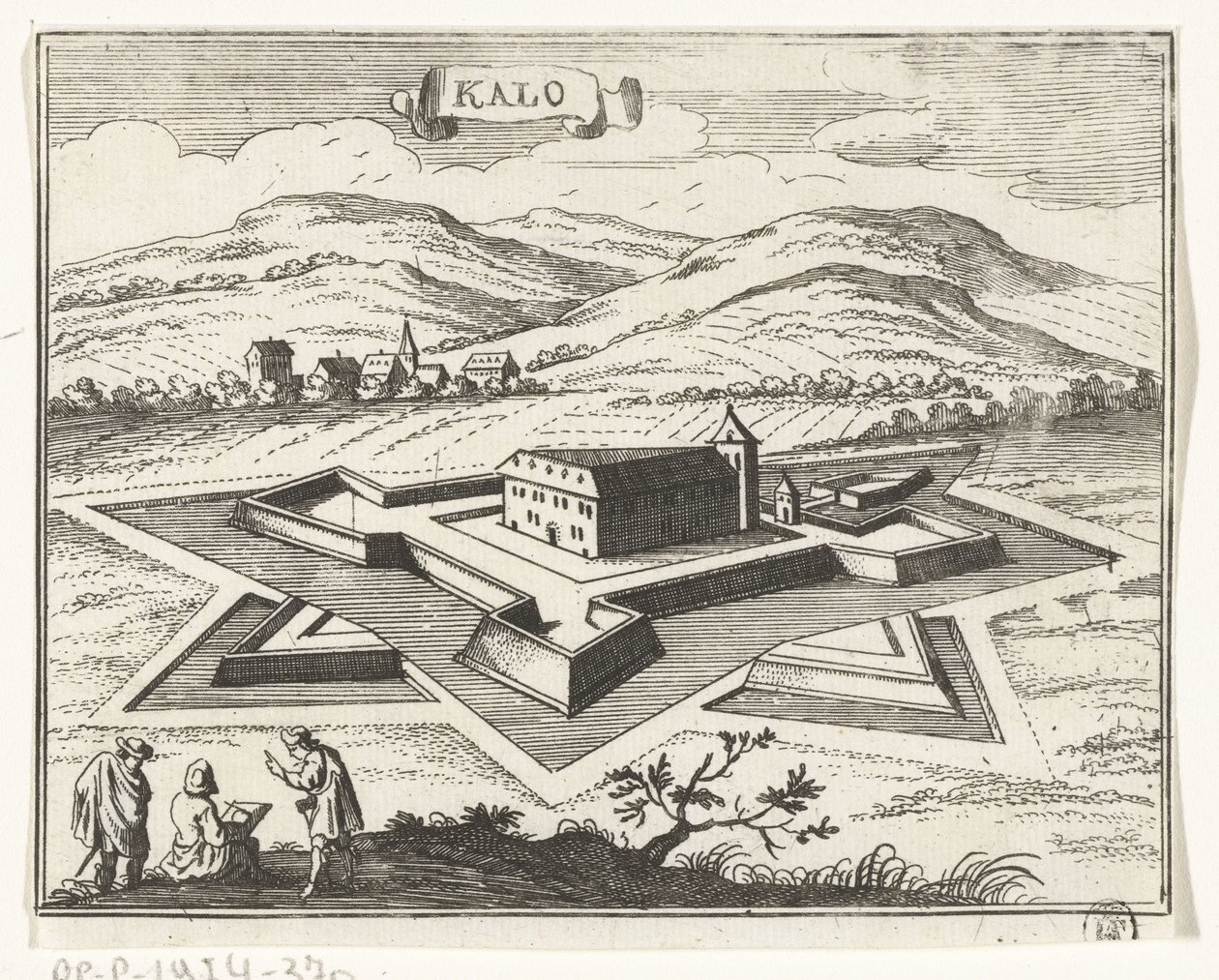 Vista de Nagykalló Imágenes topográficas de Austria, Hungría y los Balcanes (título de serie) Breve descripción, y el aen-wysinghe der placesen in desen boeck, con sus palabras teghen, de pie, pertinentemente uyt-ghebeldt, en Oostenryck (se de Gaspar Bouttats