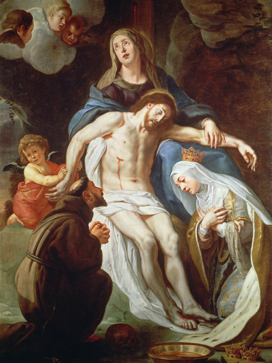 Piedad con San Francisco de Asís (c.1181-1226) y Santa Isabel de Hungría (1207-31) de Gaspar De Crayer