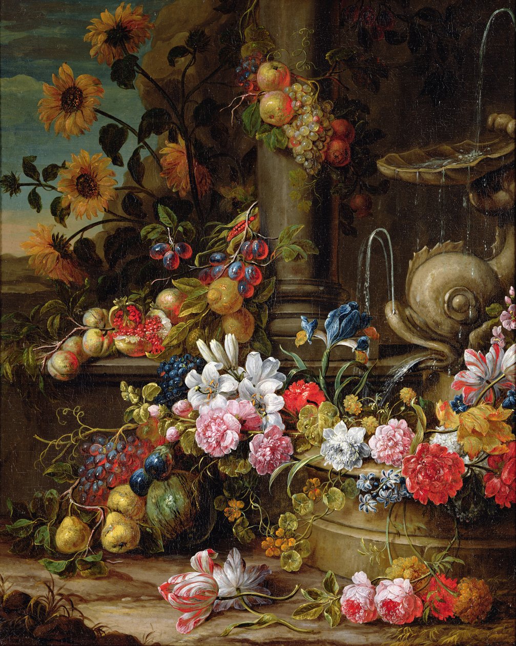 Naturaleza muerta de frutas y flores de Gaspar Pieter II Verbruggen