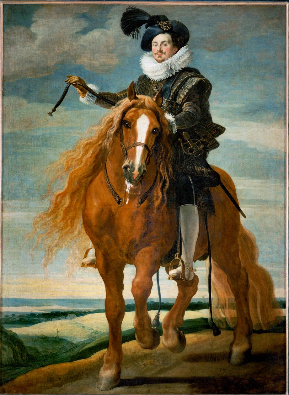 Retrato ecuestre de Don Diego Messia Felipe de Guzman, Marques de Leganes ... (pintura sobre lienzo) de Gaspar De Crayer