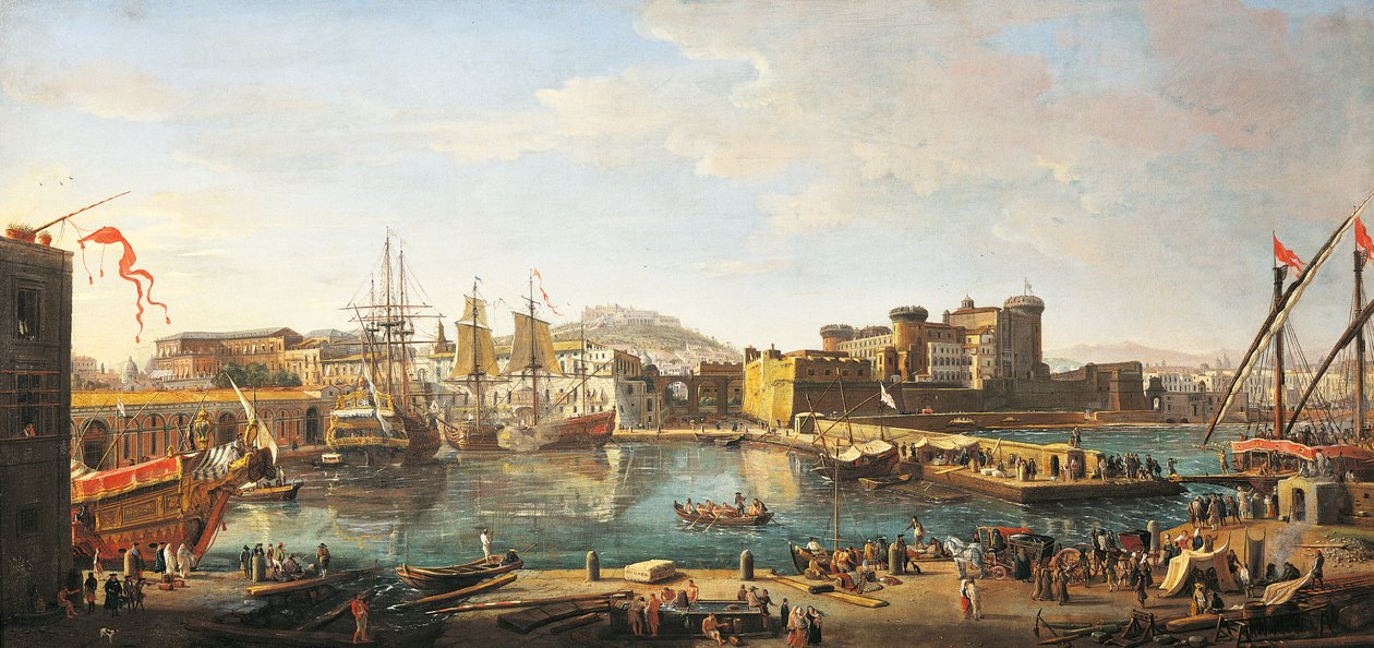 Muelles en Nápoles, por Gaspar van Wittel (1652 o 1653-1736) de Gaspar van Wittel