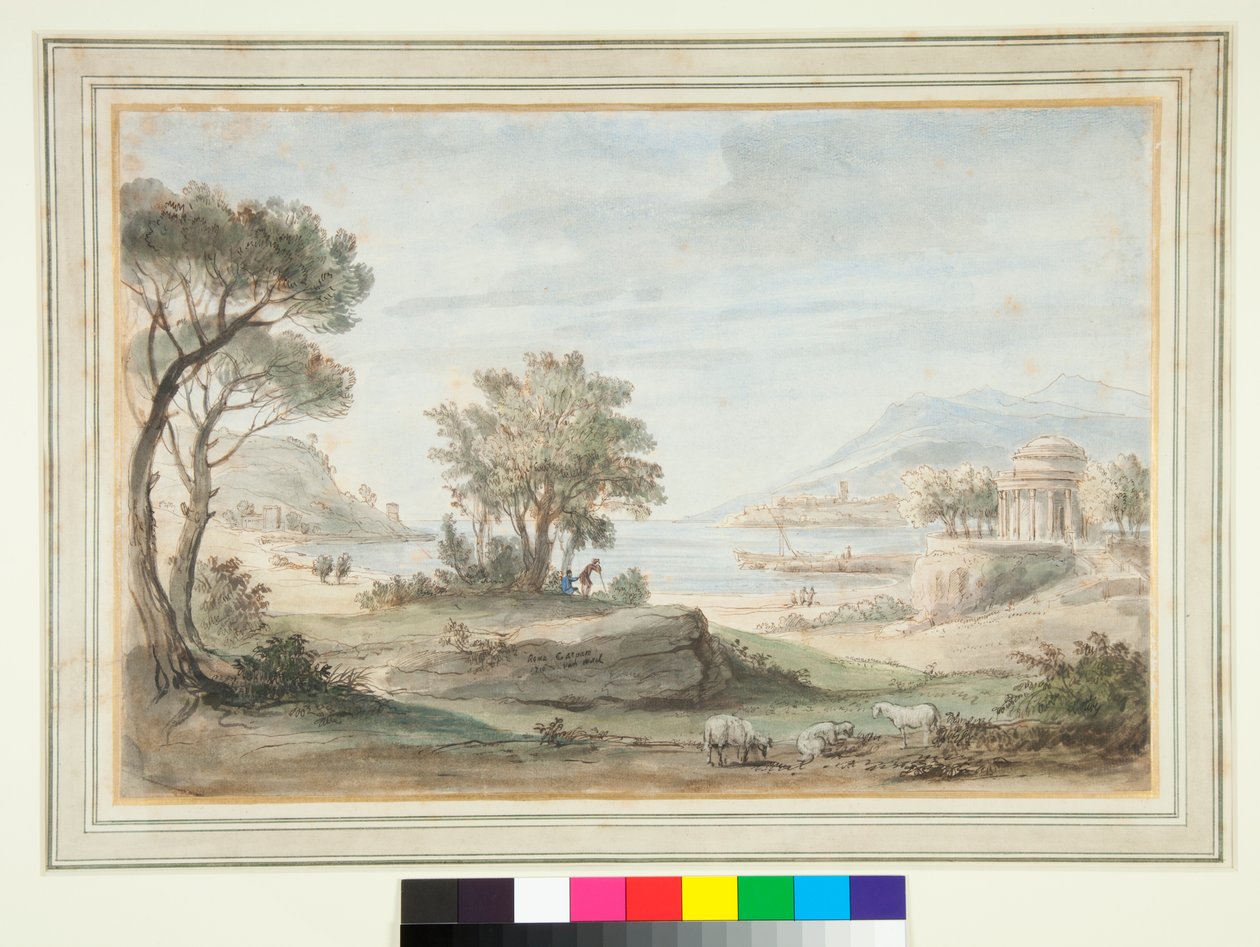 Paisaje con un templo redondo de Gaspar van Wittel