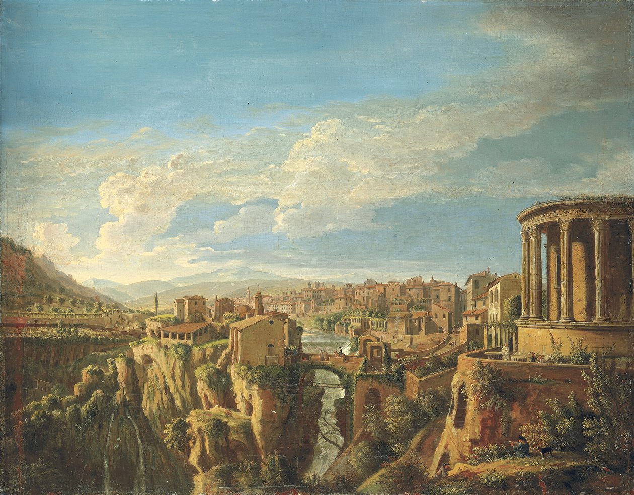 Una vista de Tívoli con el Templo de Vesta de Gaspar van Wittel