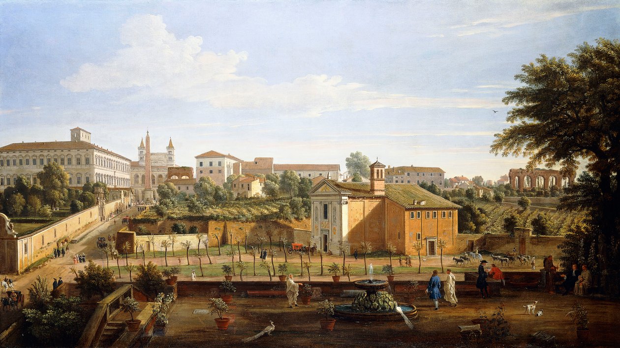La iglesia de SS. Marcellino e Pietro, desde la Vigna Ciccolini de Gaspar van Wittel