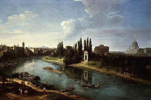 Vista del río Tíber en Roma, desde el norte de Gaspar van Wittel