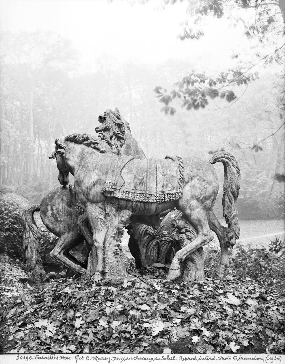 Tritones acicalando dos caballos del sol en el bosque de los Baños de Apolo, c.1667-72 de Gaspard and Balthazar Marsy