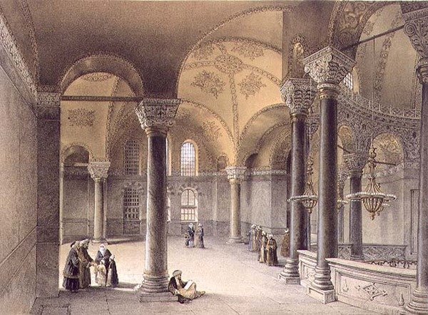 Haghia Sophia, lámina 14: la Galería Oriental, grabado por Louis Haghe, publicado en 1852 de Gaspard (after) Fossati