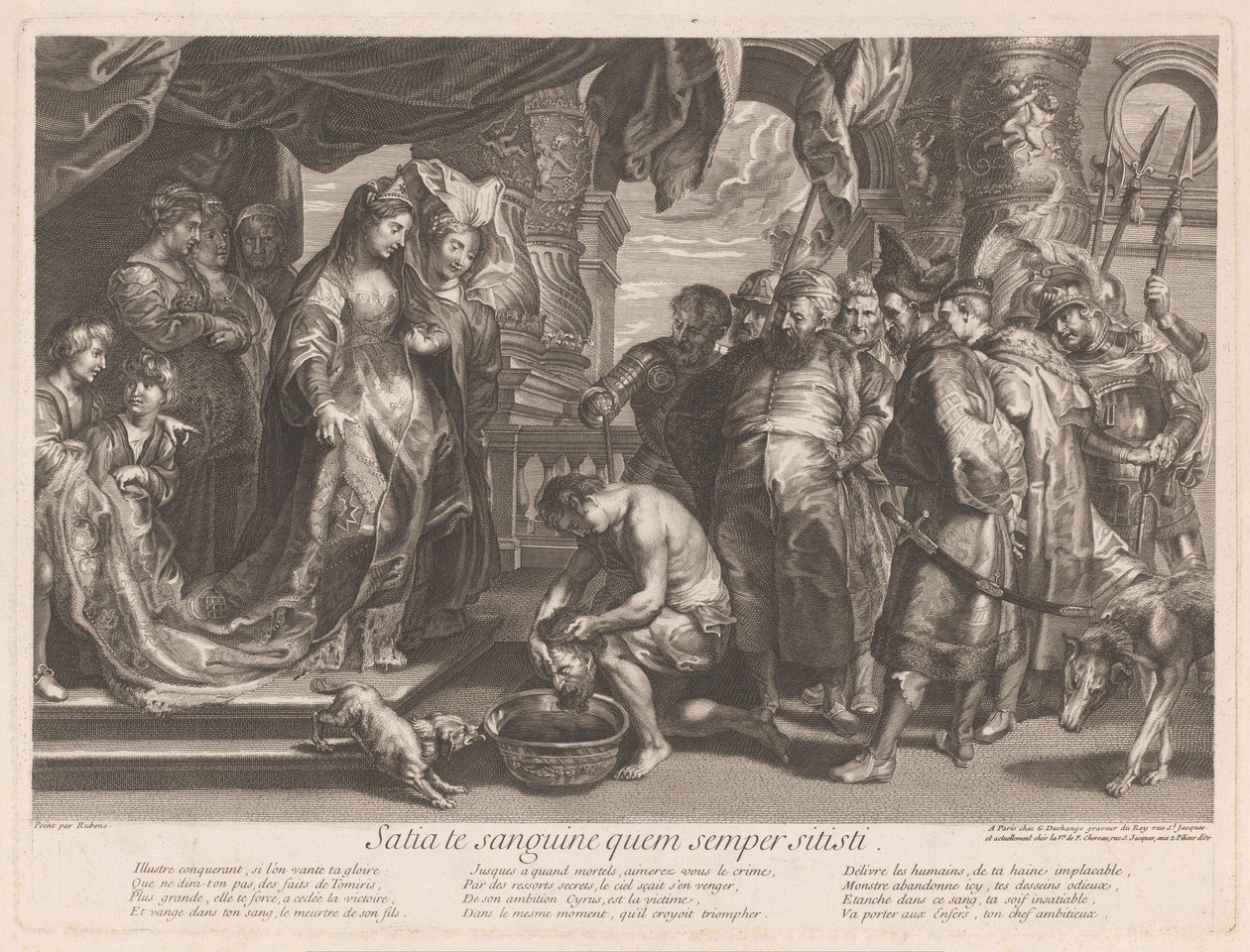 Thomiris sumerge la cabeza de Cyrus en un tazón de sangre de Gaspard Duchange (attributed to)