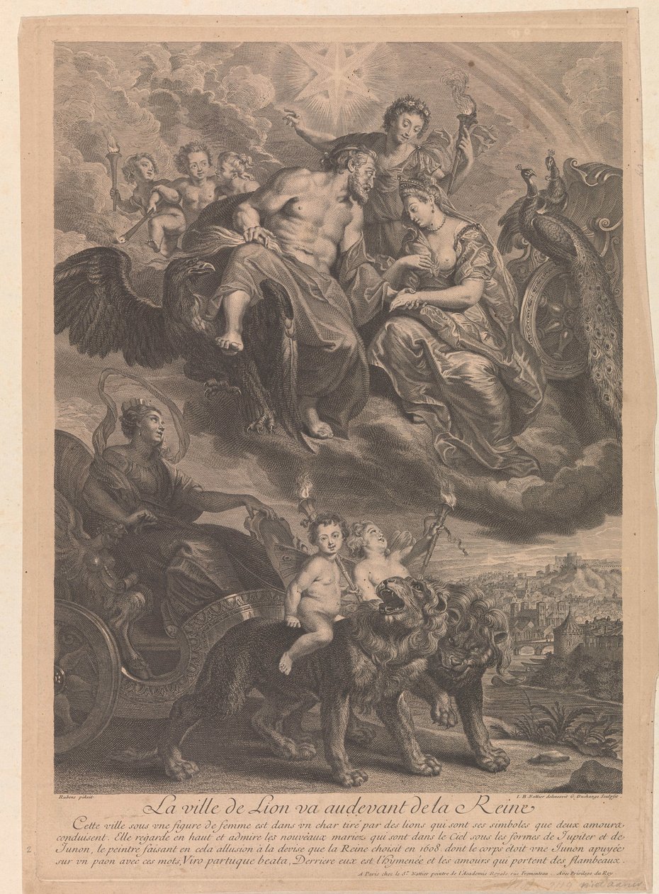Lyon va al encuentro de la reina La ville de Lion va audevant de la Reine (título sobre objeto) de Gaspard Duchange