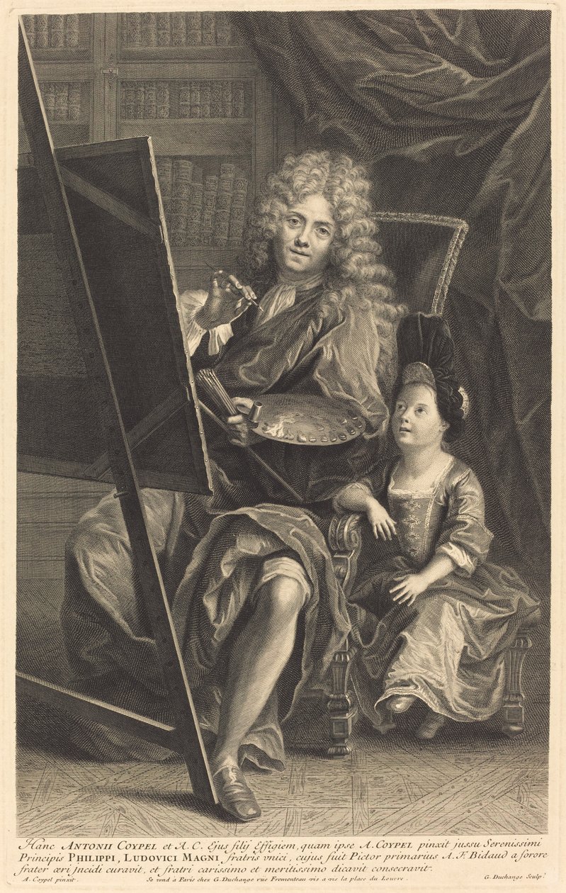 Antoine Coypel y su hijo de Gaspard Duchange after Antoine Coypel