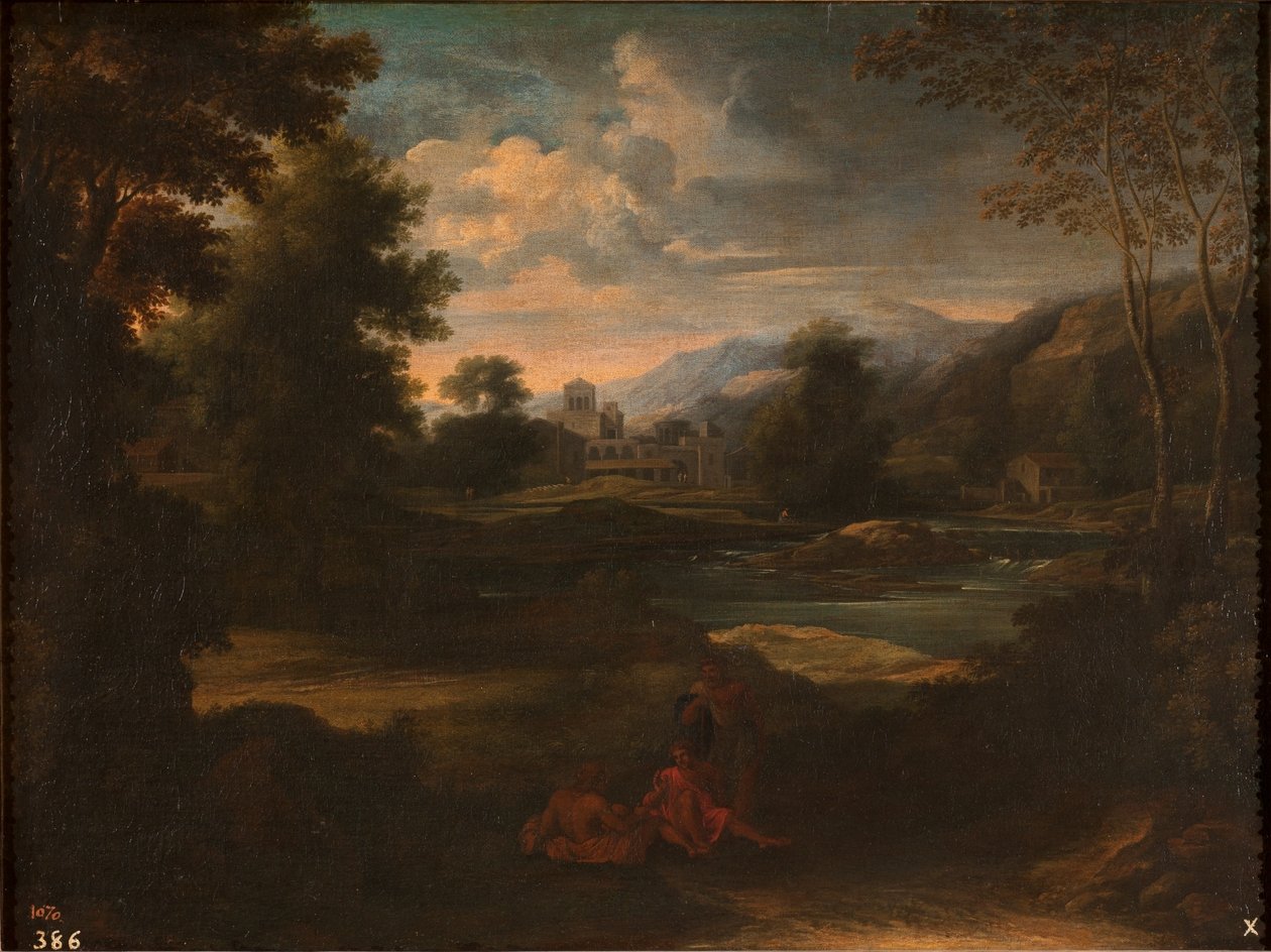 Dughet - Paisaje con tres figuras, 1648 - 1650 de Gaspard Dughet