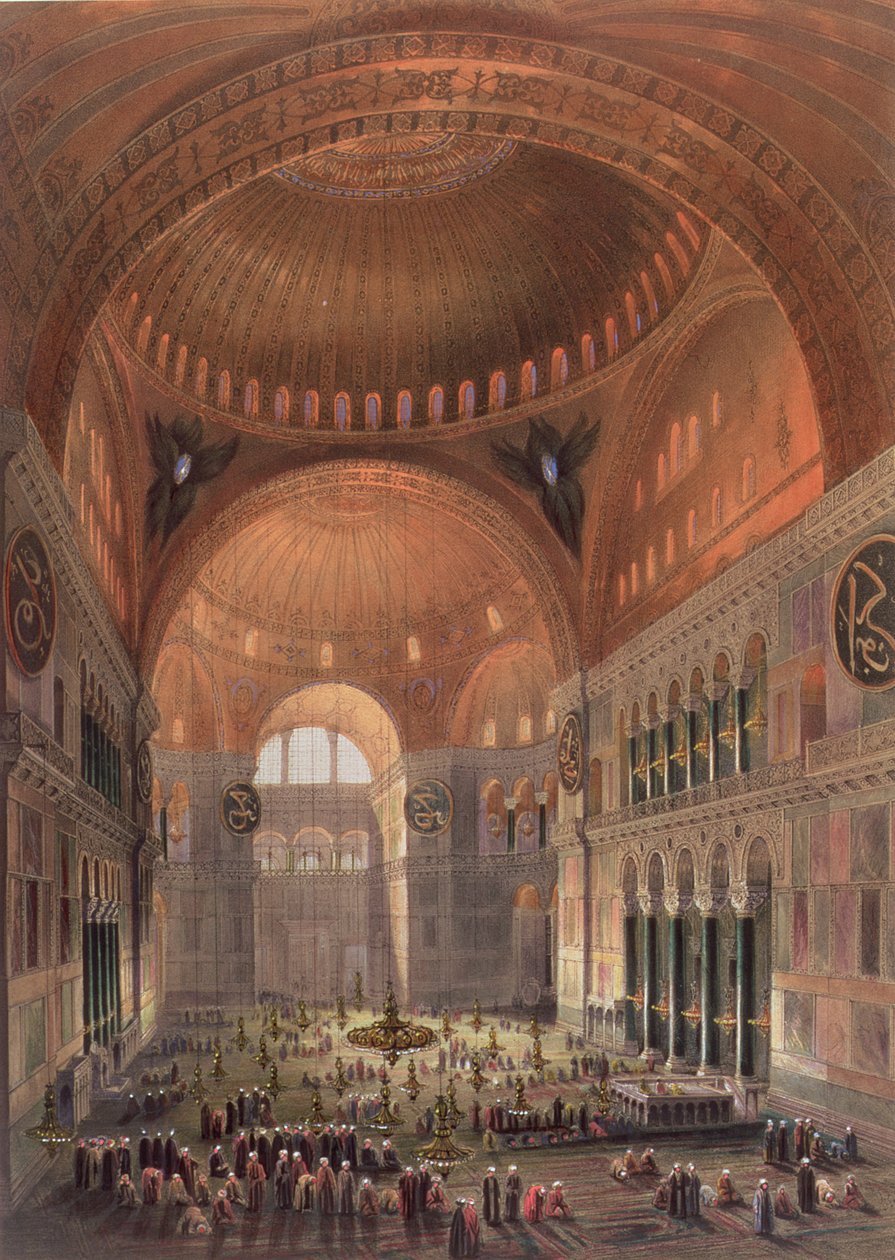 Interior de Santa Sofía, Constantinopla, pub. 1852 de Gaspard Fossati