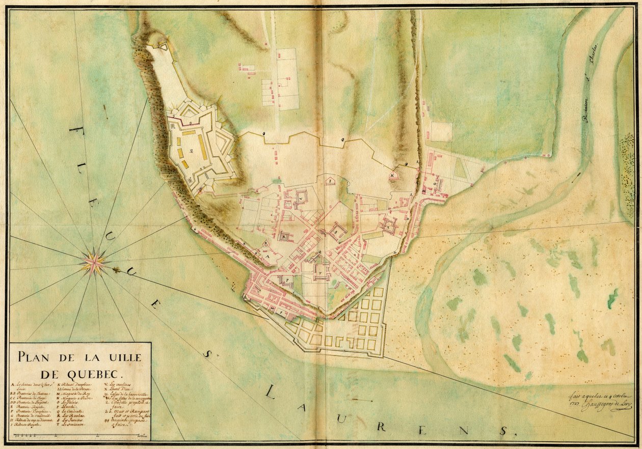 Gaspard-Joseph Chaussegros de Lery, Plano de la ciudad de Quebec, 1727 de Gaspard Joseph Chaussegros de Léry
