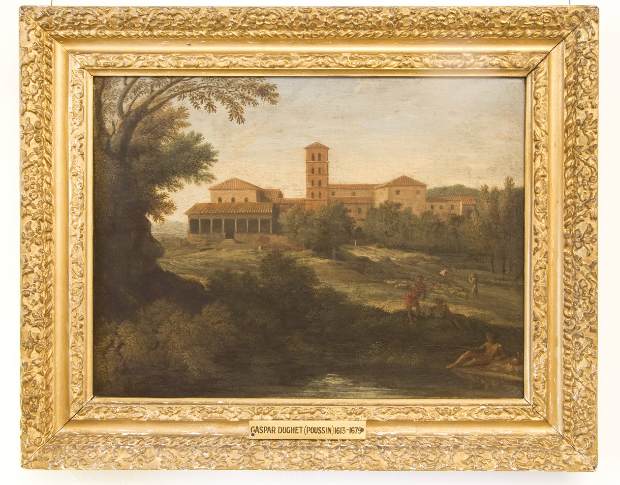 Paisaje Clásico con un Hombre Conduciendo un Rebaño de Ovejas de Gaspard Poussin Dughet