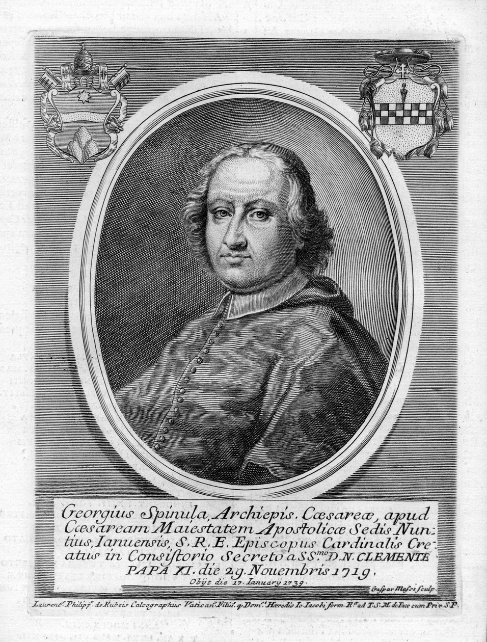 Retrato grabado de Gasparo Massi d’après Lorenzo Filippo de Rossi
