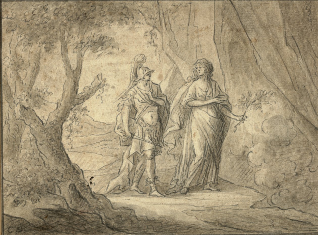 Pareja en un bosque de Gasparo Diziani
