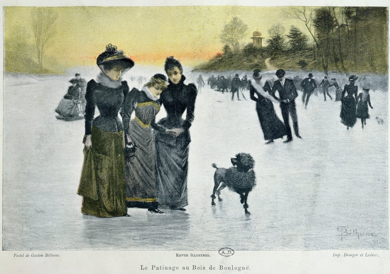 Patinaje en el Bois de Boulogne, 1891 de Gaston Bethune