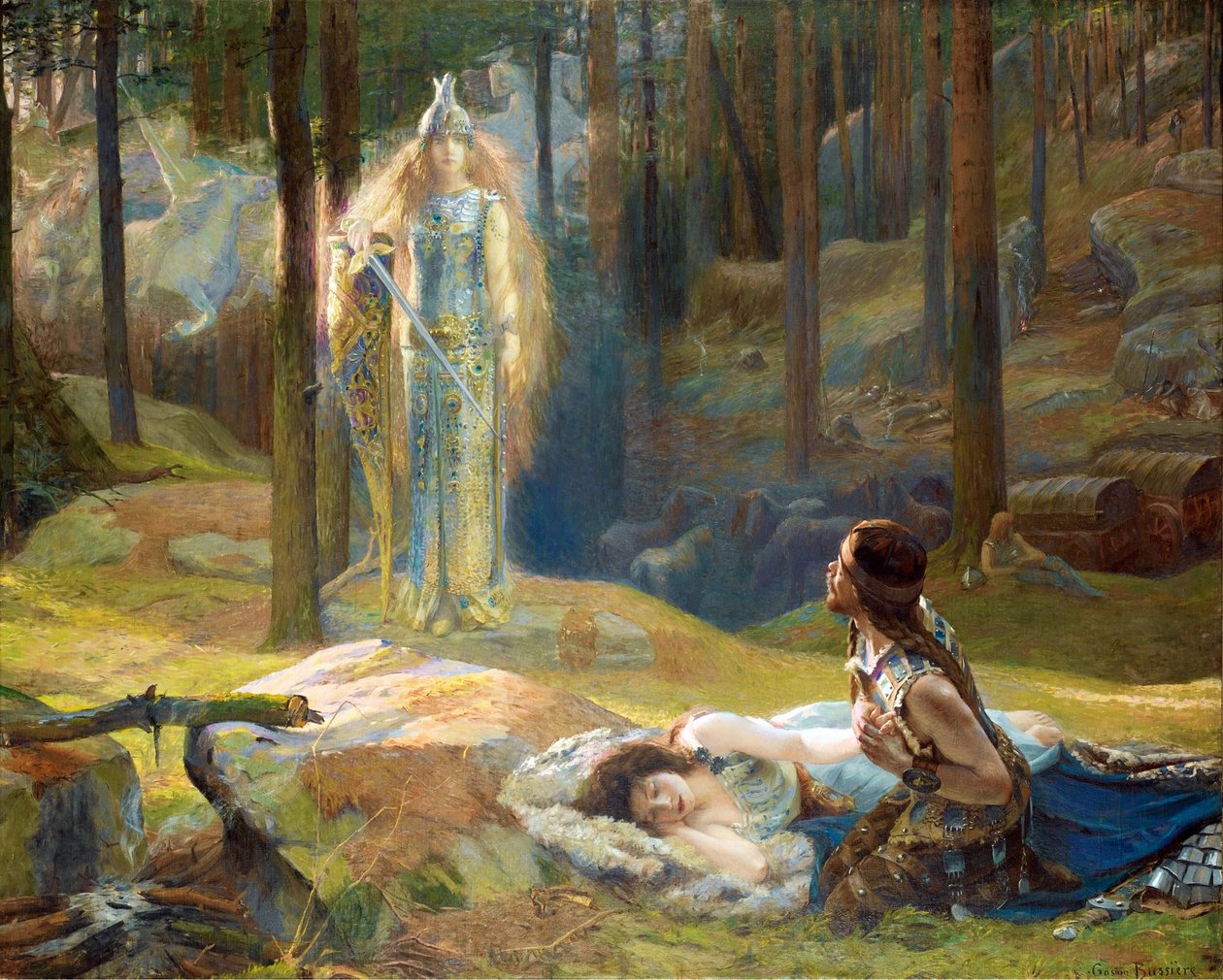 La revelación. Brunilda descubriendo a Sigmundo y Siglinda de Gaston Bussiere