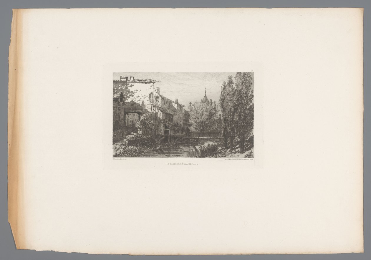 Vista de un arroyo cerca de Salins
Le ruisseau à Salins (título en el objeto)
Grabados franceses de 1875 (título de la serie)
L