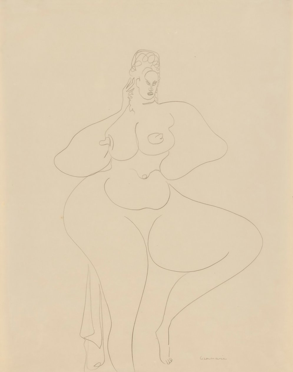 (Bailarina desnuda con drapeado) de Gaston Lachaise