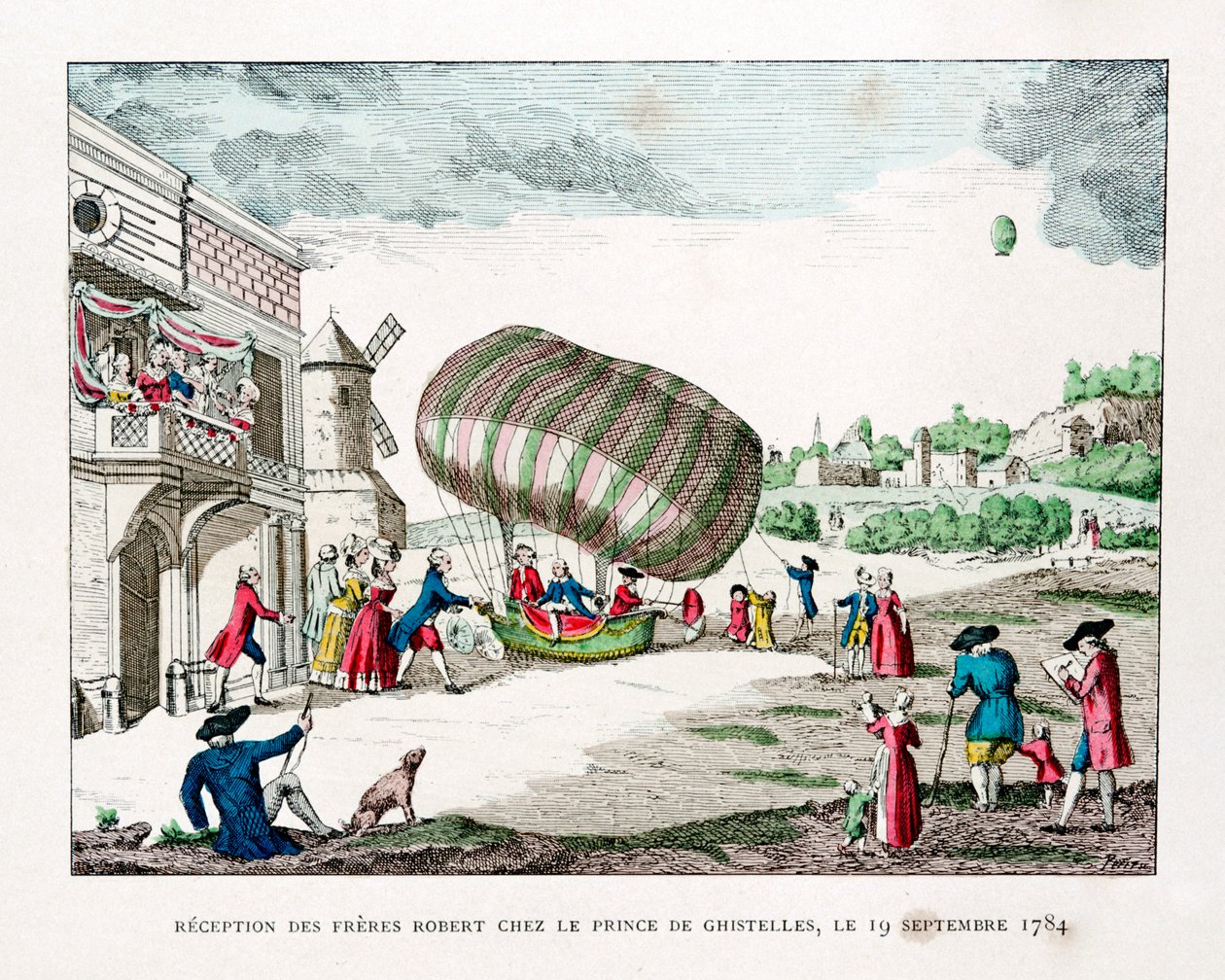 Recepción de los Hermanos Robert por el Príncipe de Ghistelles en 1784, 1887 de Gaston Tissandier