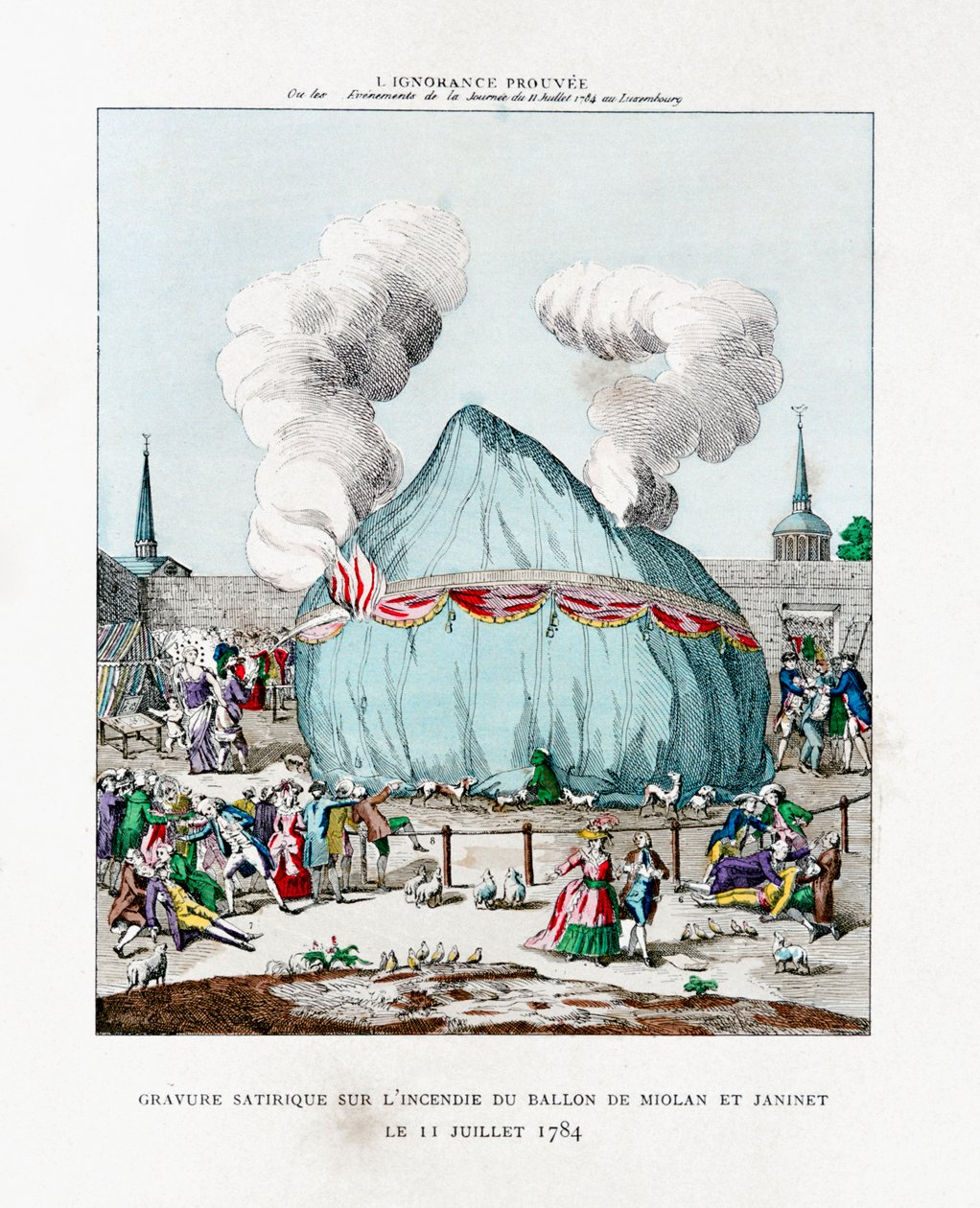 Grabado satírico sobre el incendio del globo de Miolan y Janinet 1784 1887 de Gaston Tissandier