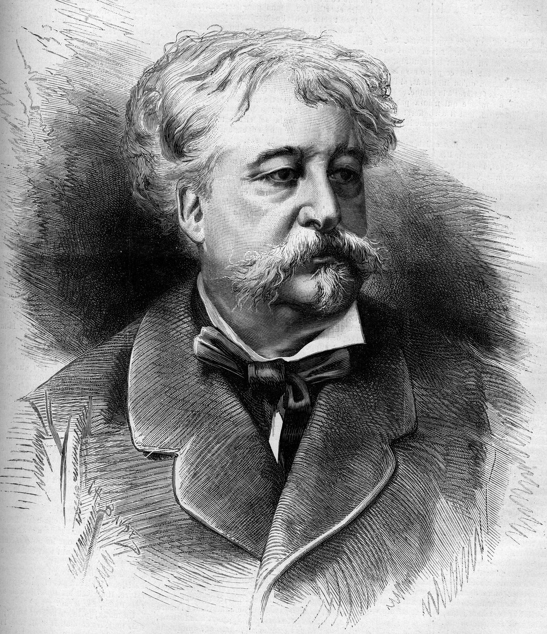 Retrato de Jules Noriac (1827-1882) escritor, crítico y periodista francés. Grabado por G. Vuillier en "Le Monde Illustré" n°1332 del 7 de octubre de Gaston Vuillier
