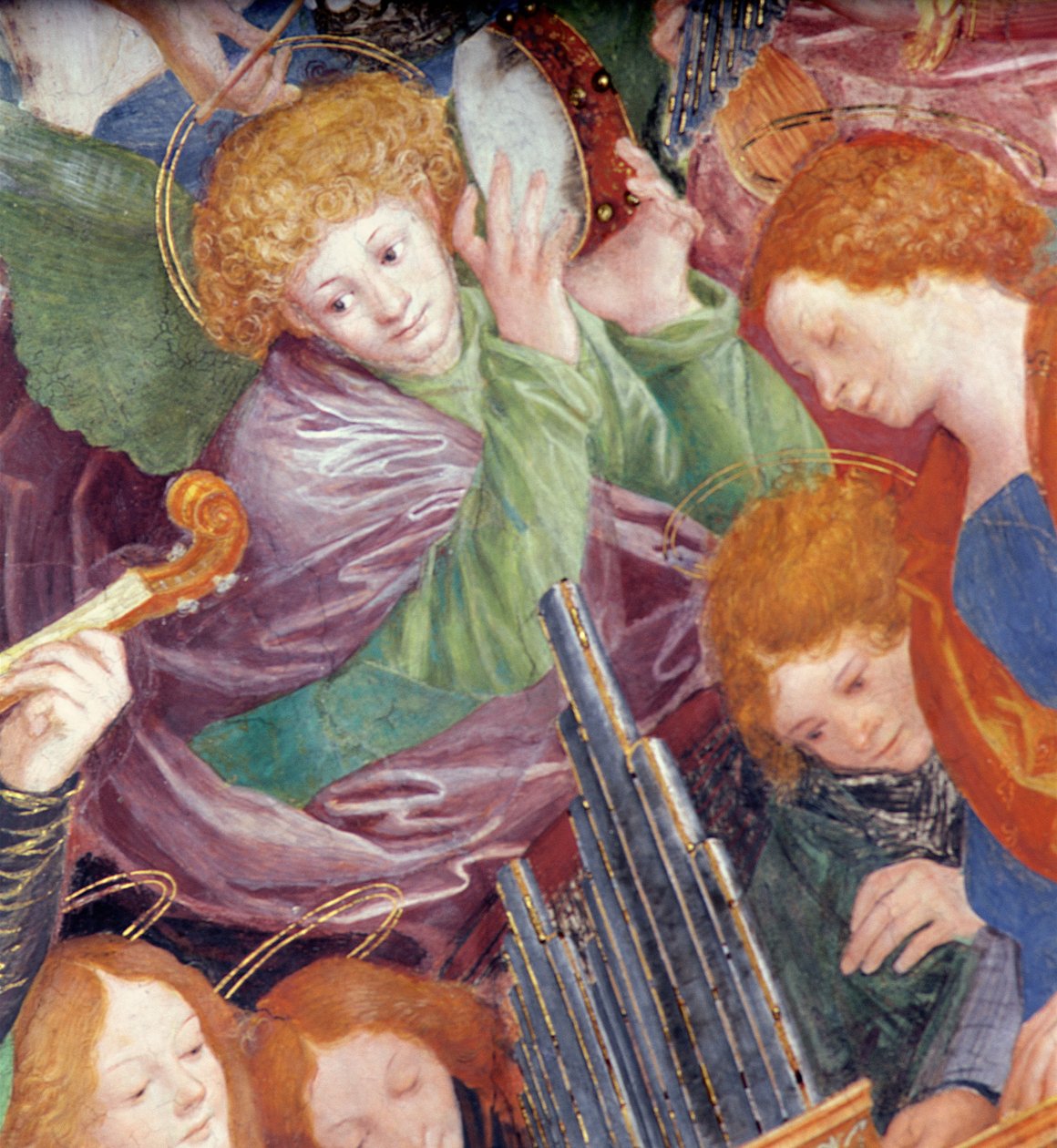 El concierto de los ángeles, 1534-36 (detalle) de Gaudenzio Ferrari