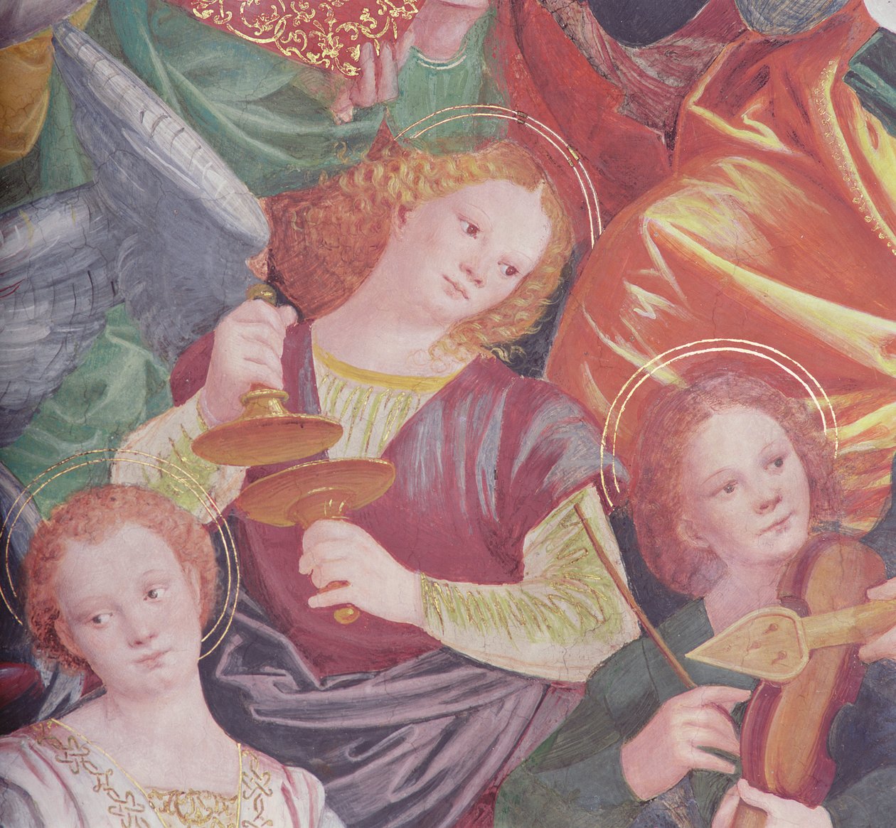 El concierto de los ángeles, 1534-36 (detalle) de Gaudenzio Ferrari