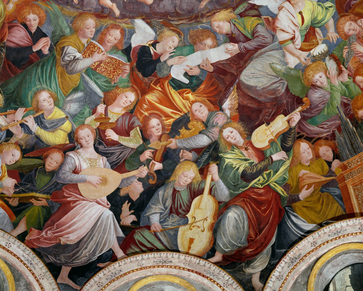 El concierto de los ángeles, 1534-36 (detalle) de Gaudenzio Ferrari