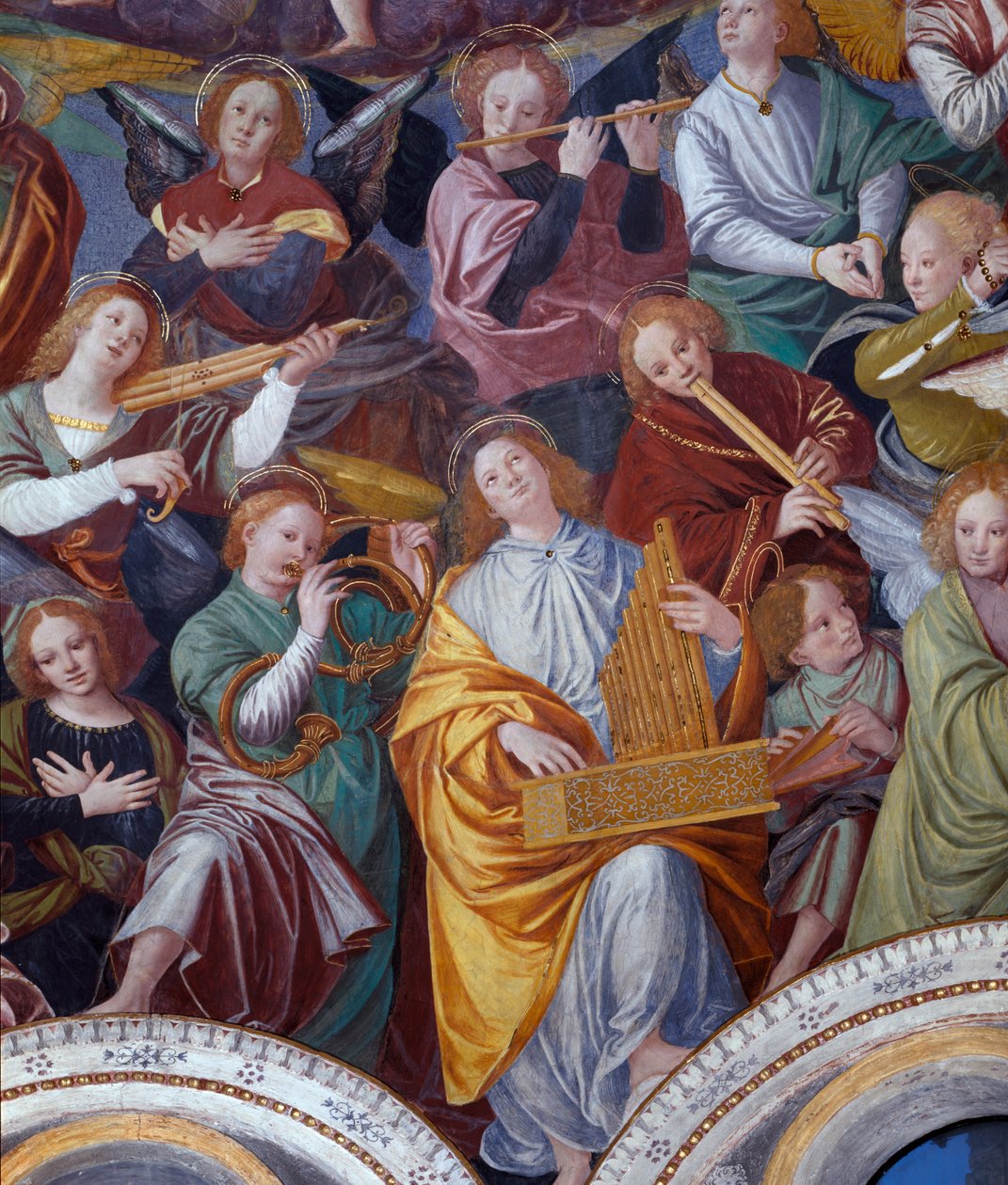 El Concierto de los Ángeles, 1534-36 (detalle) de Gaudenzio Ferrari