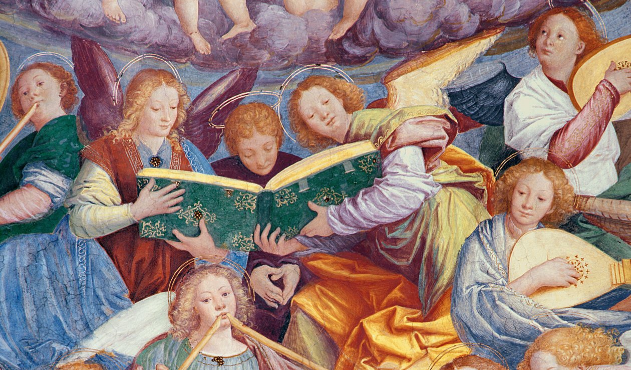 El concierto de los ángeles, 1534-36 (detalle) de Gaudenzio Ferrari