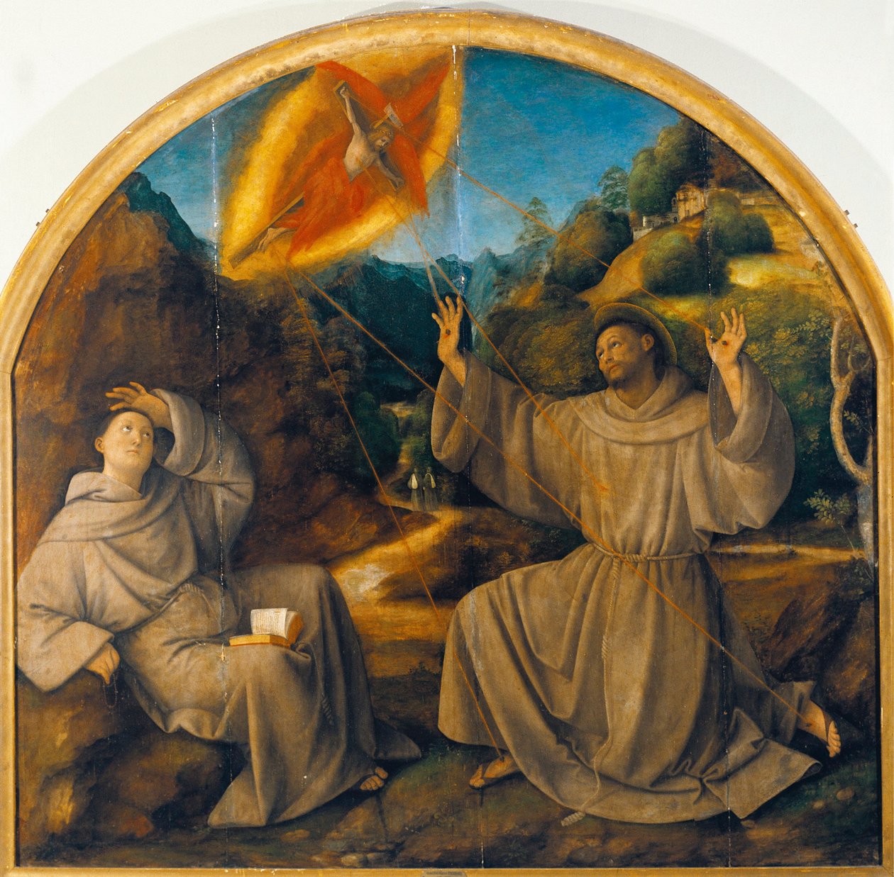 Italia, Varallo, pintura de San Francisco recibiendo los estigmas de Gaudenzio Ferrari