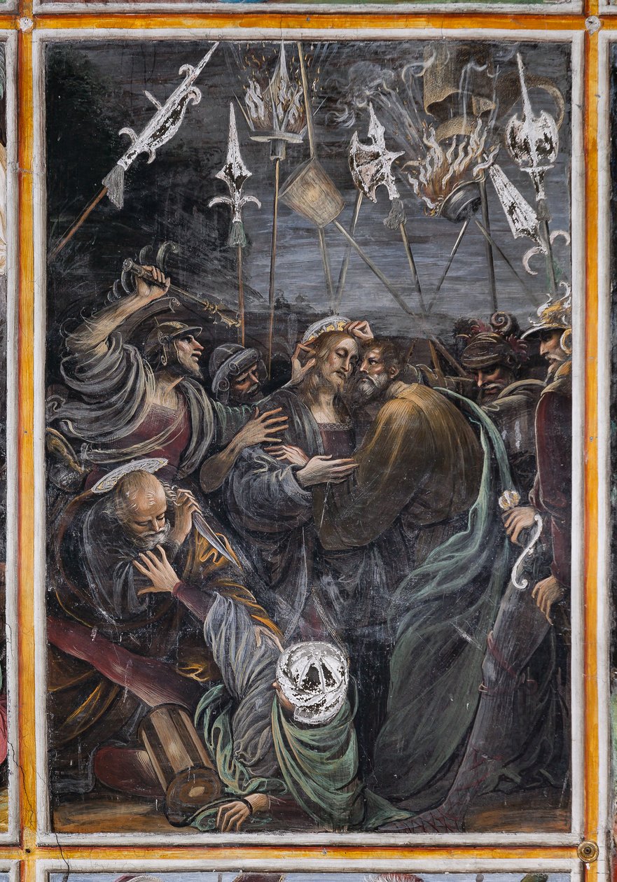 El beso de Juda, detalle de "La vida y la pasión de Cristo" de Gaudenzio Ferrari