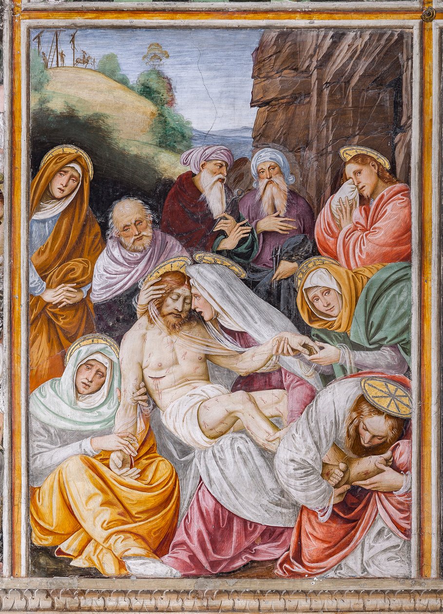 Lamentación de la Virgen sobre Cristo muerto, detalle de "La vida y la pasión de Cristo" de Gaudenzio Ferrari