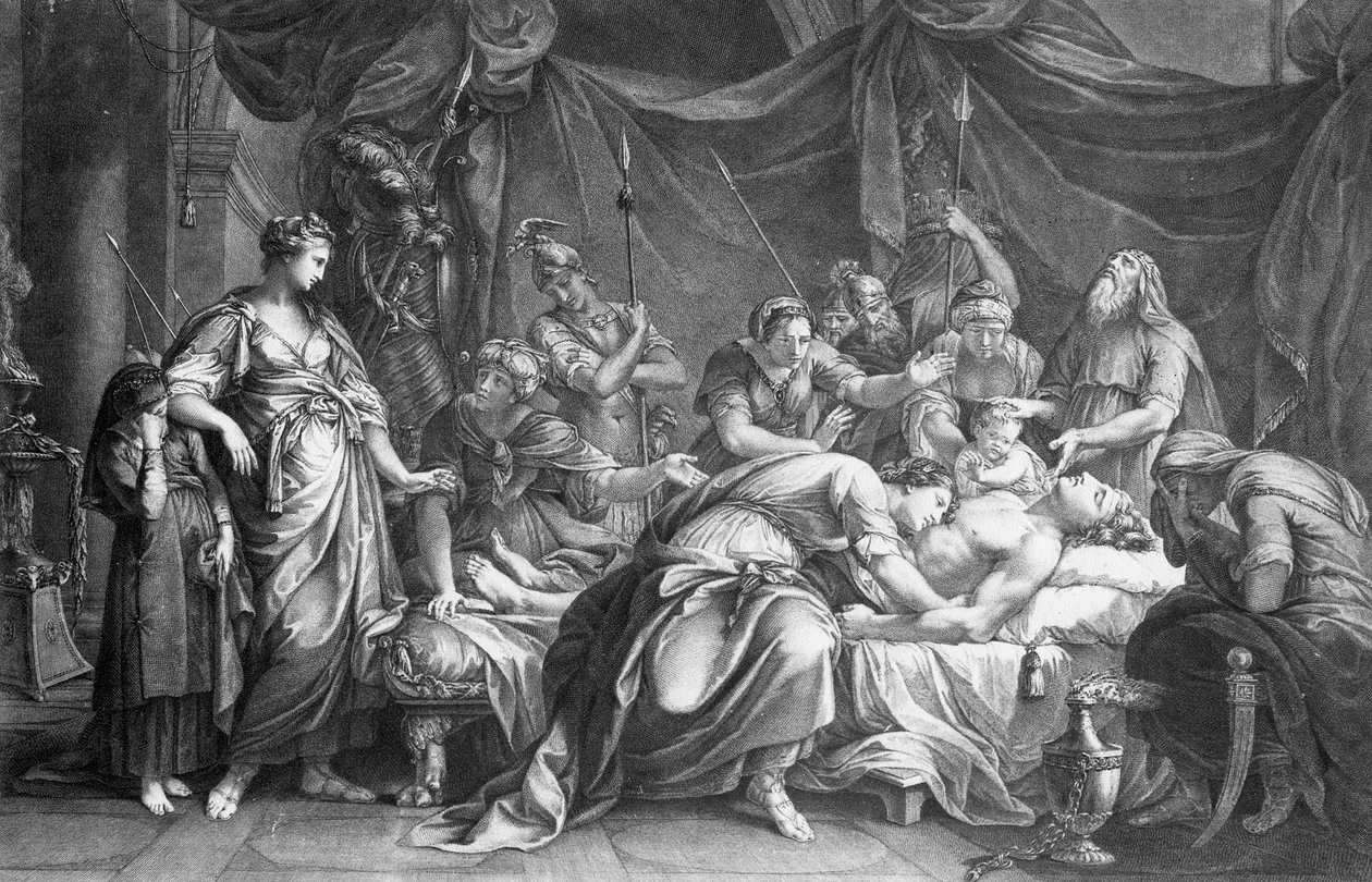 Andrómaca lamentando la muerte de Héctor, grabado por Domenico Cunego, 1764 de Gavin Hamilton