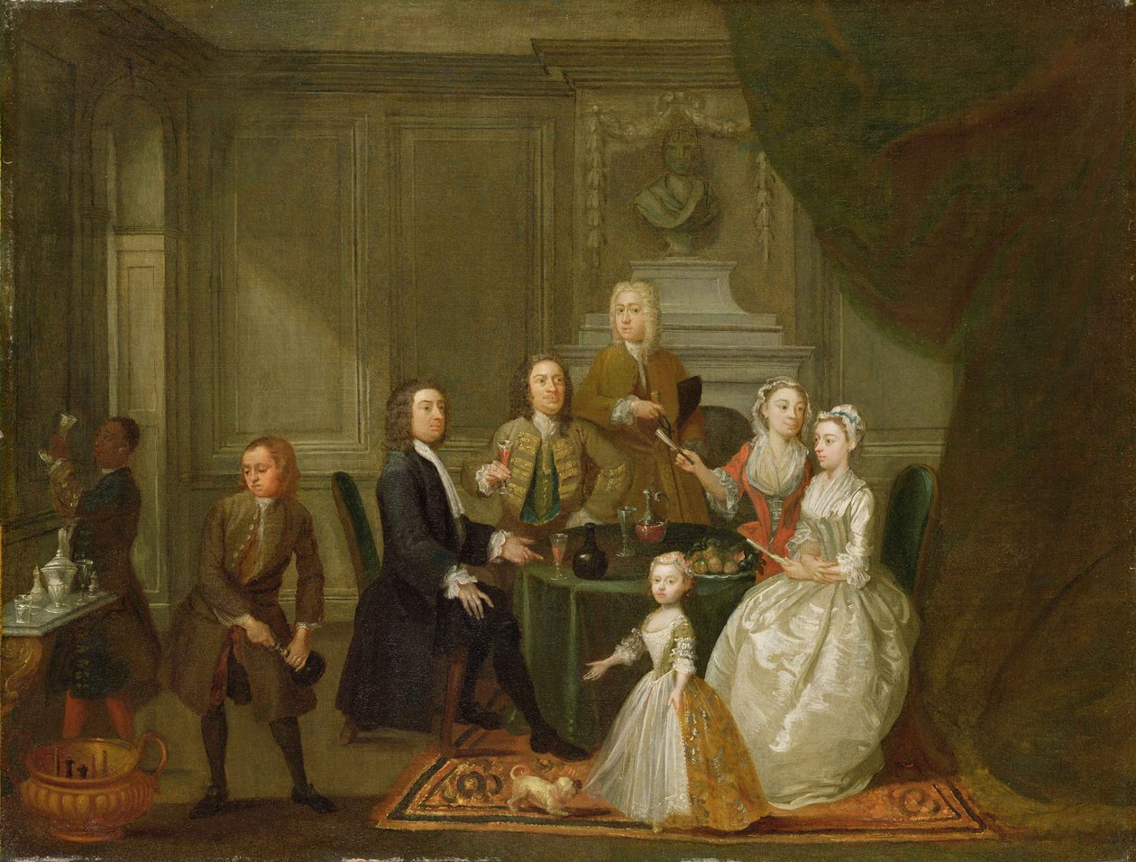 Retrato de grupo, probablemente de la familia Raikes, c.1730-32 (óleo sobre lienzo) de Gawen Hamilton