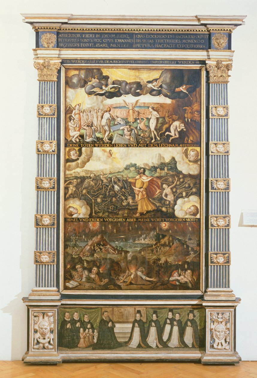 La apertura del sexto sello, la visión de Ezequiel y el juicio final, 1584 de Gdansk School