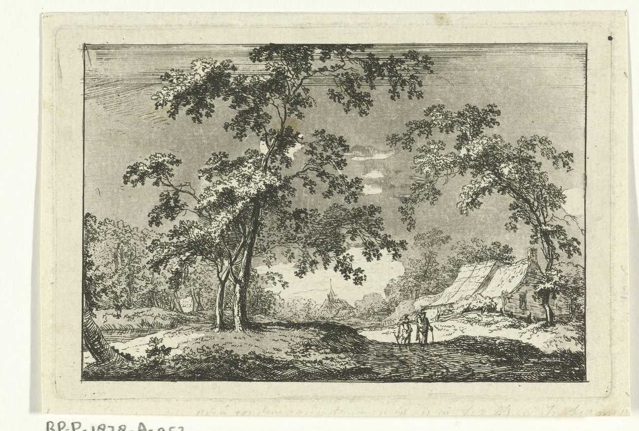 Paisaje boscoso con dos excursionistas de Geerlig Grijpmoed