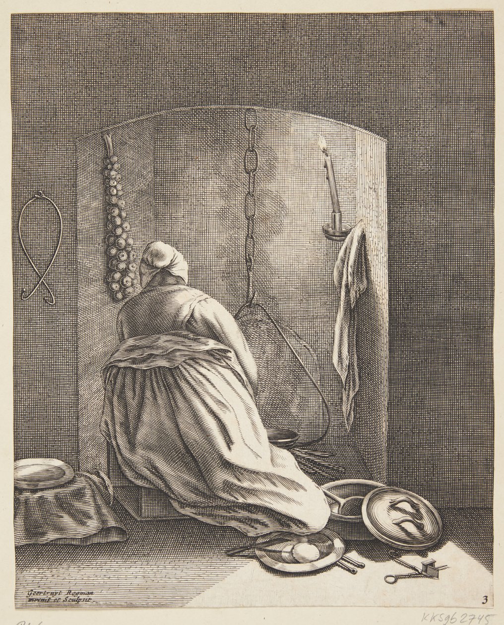 Una mujer cocinando de Geertruyt Roghman